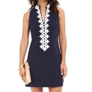 Lilly Pulitzer NWT XL Women’s Shift Chic Navy and White Embroidered Mini Dress